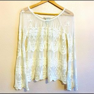 Beautiful Sheer Lacy Bell Sleeve Bohemian Chic Top
